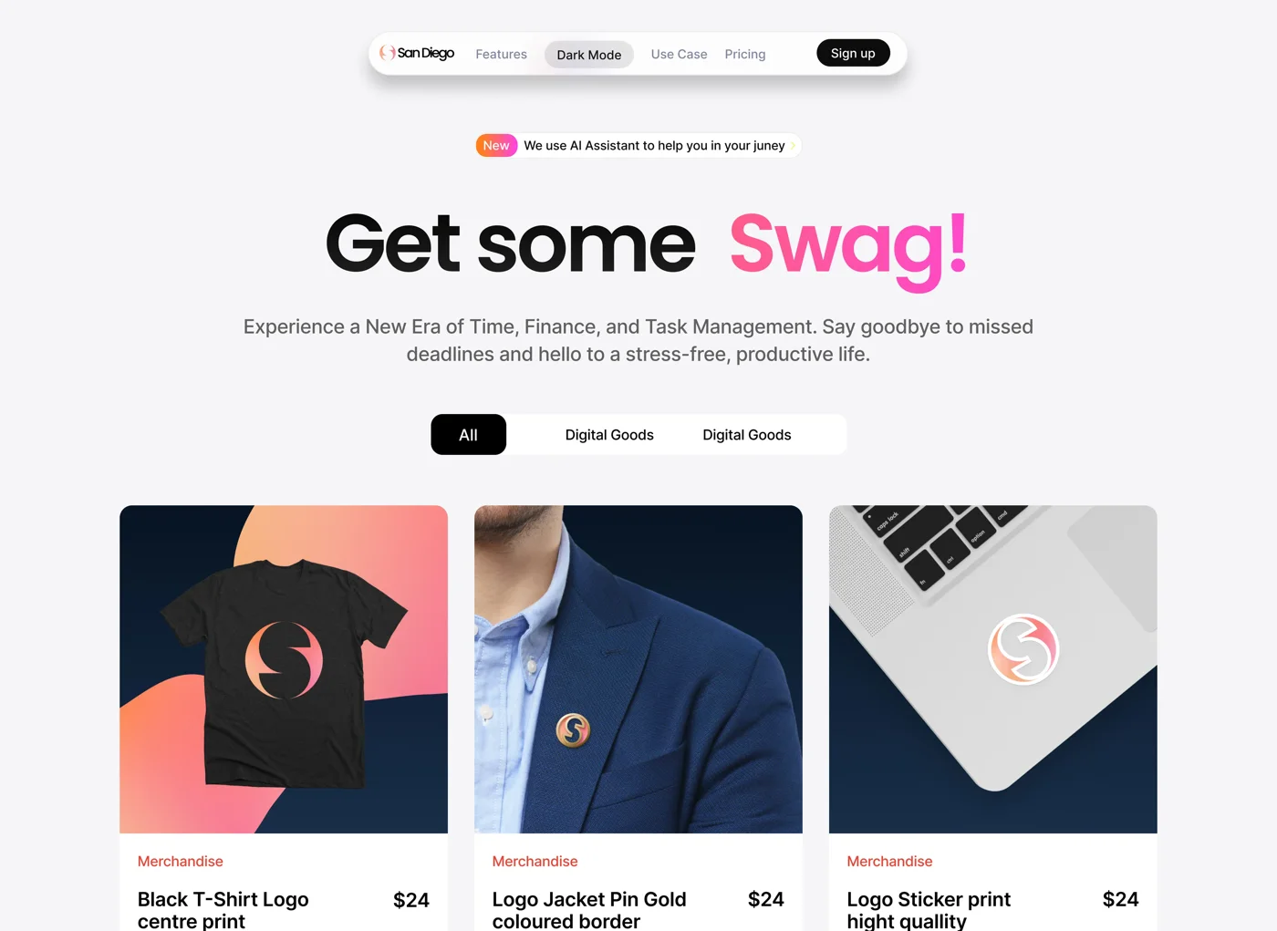 Example of an online shop interface